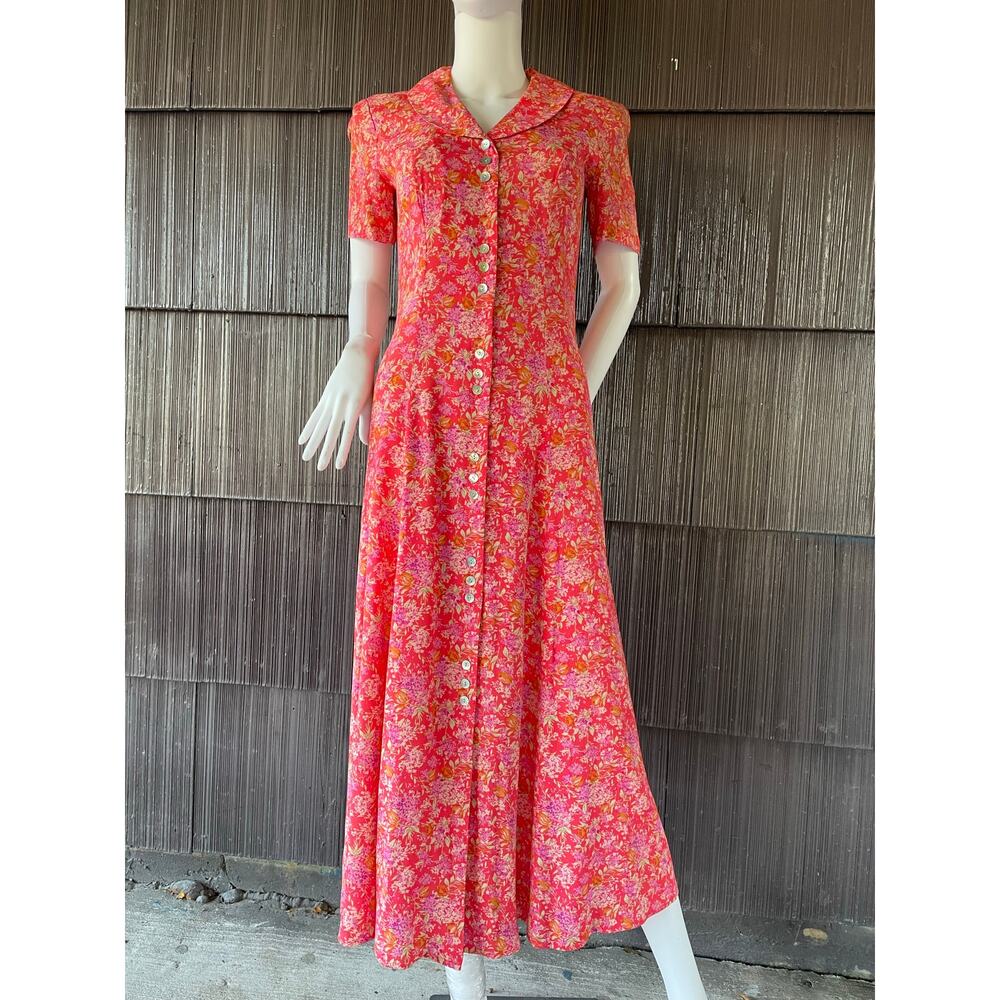 ð¥Vintage Dressbarn Floral Whimsy Cottagecore Coastal Flowy Feminine Maxi Dress - Picture 2 of 16